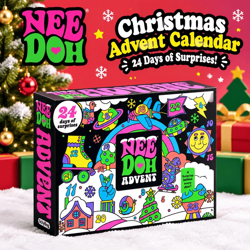 Kids Toys Xmas - 2026 NeeDoh Weihnachts-Countdown-Kalender 3D PVC Fidget-Puppe