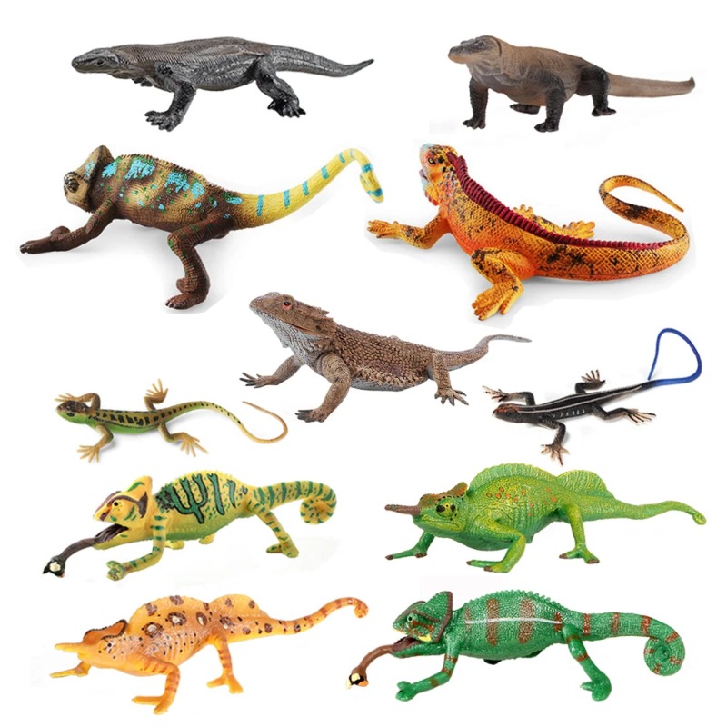 Kids Toys Reviews - Iguana-Figuren, Chamäleon-Spielzeug, Reptilien-Tierfiguren, Anime-Actionfiguren, Plastiktierfiguren für