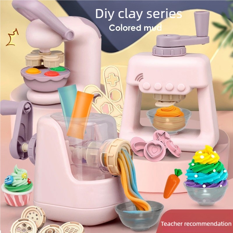 Kids Toys Kitchen Set - Kleinkinder DIY Ton-Bastelset, Nudel-Eiscreme-Maschine mit 28