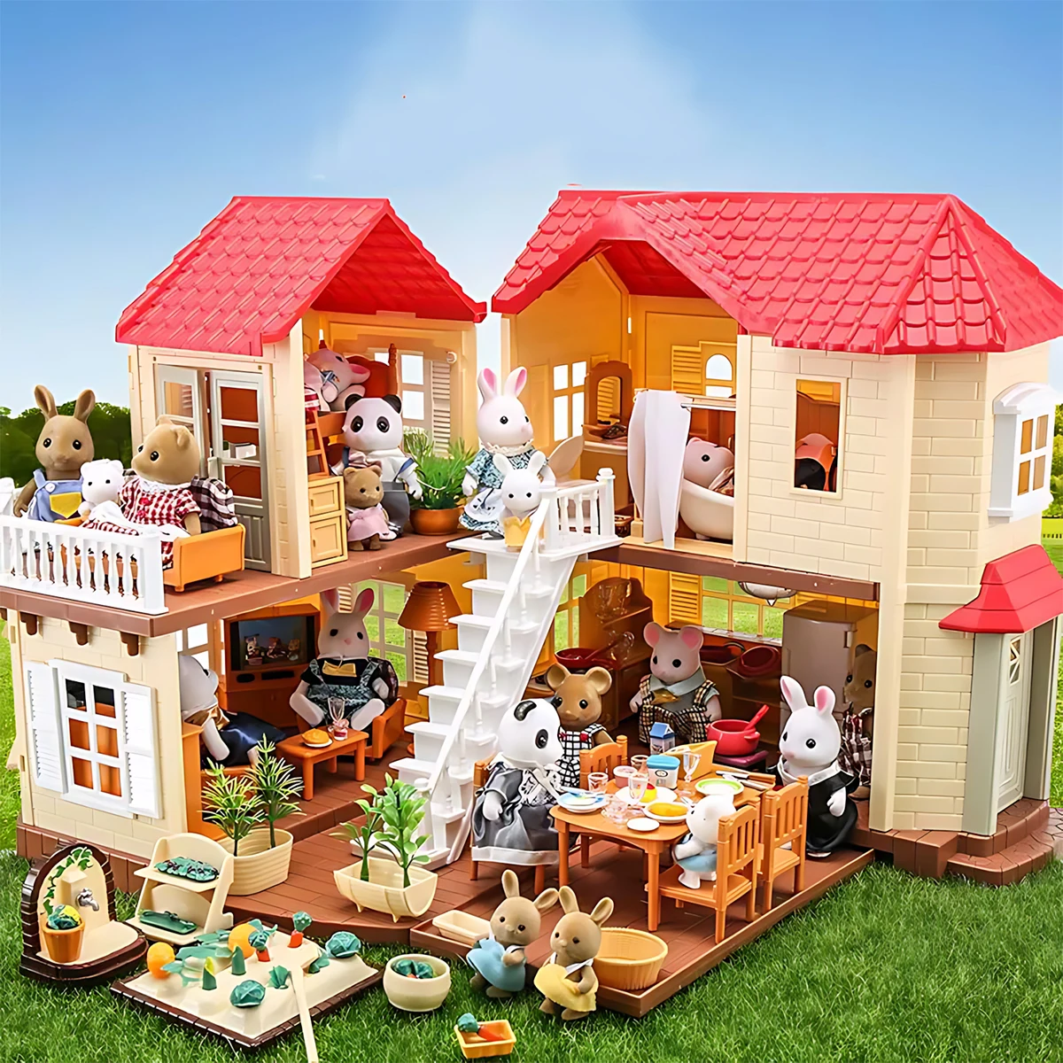 Kids Toys Kitchen Set - Miniatur-Möbel 1:12 Puppenhaus Küche Wohnzimmer Schlafzimmer
